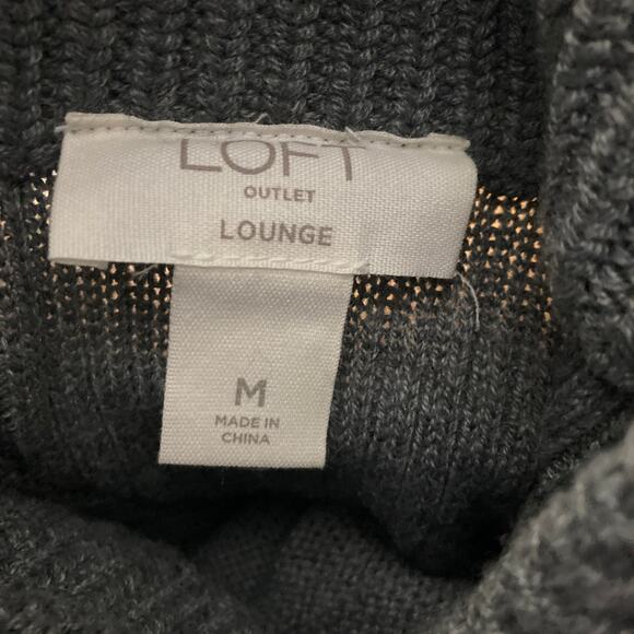 Loft Lounge Sweater Womens Medium Ribbed Womens Gray Size Medium - Picture 6 of 13